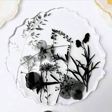 12 Types 48PCS Real Dried Pressed Flowers Resin, Leaf Plant Herbarium Jewelry Making Black And White - Black and White - View 4