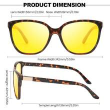 女士夜视专业驾驶眼镜 防眩光偏光黄色夜间眼镜 - C04 Tortoise - 查看 2