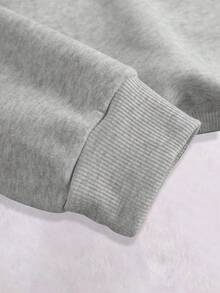 Mujer casual Pullovers estampado gráfico navideño texto y galletas detalle impreso ajuste holgado cuello redondo manga larga otoño invierno fiesta sudadera - Gris - Ver 2