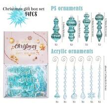 Set de 14 adornos navideños colgantes de plástico con forma de alienígena para árbol de Navidad. Variedad de formas y tamaños. Ideales para decorar el árbol, fiestas y el hogar durante las fiestas. - Azul - Ver 6