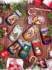 Custom Christmas Can Cooler Sleeves 1/5pcs, Personalized Picture/Texts Party Beer Cooler For Wedding/Birthday/Xmas/Business Promotional. Bulk Personalized Insulated Can Drink Holder With Logo Image Text For Halloween Christmas Holiday Party Decorations Supplies Favors. Wedding Favors For Guests, Party Coasters, Bridal Shower Gift, Table Decoration - Multicolor - View 9