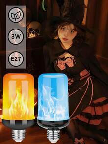 1pc/2pcs/3pcs/4pcs LED Flame Light Bulbs, Yellow/Blue Flickering Light Bulbs With Upside Down Effect, 4 Modes Fire Light Bulbs, E26/E27 Base Flame Bulb For Halloween, Christmas, Party, Indoor And Outdoor Home Decorations