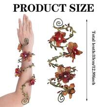 FRESHME Renaissance Fairy Floral Arm Wrap - 1 PC Elf Bracelet Forest Mother Nature Costume Renfaire Cosplay Fairy Accessories{"Color_name":"DarkRed"} - DarkRed - View 6