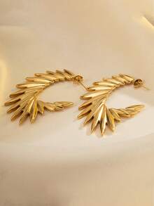 2 Pieces Fashion Simple Angel Wings Earrings, 14k Gold, Non-Oxidizable Earrings, Everyday Party Jewelry Gift