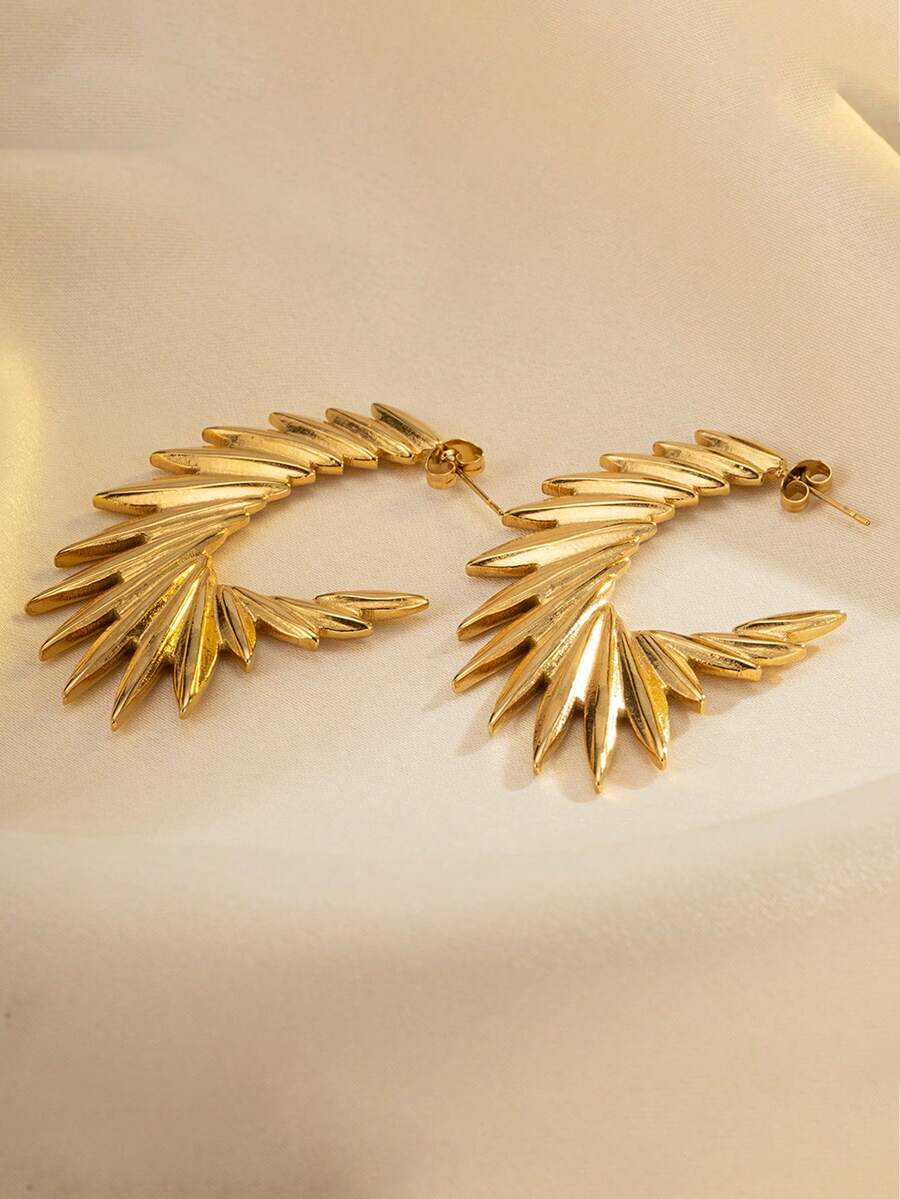 2 Pieces Fashion Simple Angel Wings Earrings, 14k Gold, Non-Oxidizable Earrings, Everyday Party Jewelry Gift