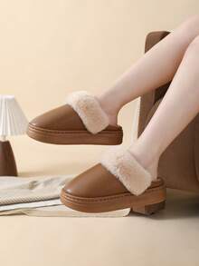 Scarpe impermeabili da donna per autunno/inverno, eleganti pantofole da casa in colore unito, casual e confortevoli con fodera morbida e soffice