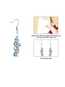 1 Par de Brincos Acrílicos Azuis com Três Bonecos de Neve Fofos para Mulheres, Brincos de Natal da Moda, Brincos Novidade, Adequados para Festa de Feriado e Uso Diário, Presentes de Natal