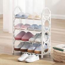 1-Piece 4-Tier Shoe Rack, Multifunctional Storage Rack, Floor-Standing Shoe And Boot Organizer, Plastic Stand, Easy To Assemble And Space-Saving, Suitable For Front Door Entrance, Foyer, Living Room, And Hallway - 黑色 - 查看 3