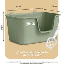 Arenero Inodoro para Gato Caja de con Pala, Paredes Altas Verde, - Verde + Regular - Ver 5