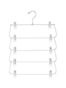 6 couches Cintre à pantalon pliable en acier inoxydable, Ensemble de cintres à jupes, Organisateur de vêtements multi-niveaux économe en espace pour armoire et placard, Convient pour les jeans, les jupes et plus, Construction en métal pour une organisation efficace de la garde-robe