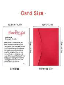 Personalized Heart Pattern Thank You Card With Envelope, Fantasy Theme, Paper Material, Suitable For Thanksgiving, Christmas, Birthday, No Electricity Required, Thank You For Being A Blessing In My Life. - Nhiều màu - Xem 2