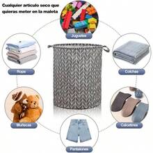 2PCS Cesto Para Sucia Plegables Ropa Lavanderia De 75 Con de Cuerda Cesto Ropa Sucia Adecuado para Dormitorios Salones y Lavaderos Laundry Basket - Gris - Ver 9