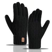 1pair Winter Double-Layer Fleece Gloves With Touch Screen Soft Skin-Friendly Knitted Gloves, Thickened Fleece, Windproof, Non-Slip, Warm And Cold-Resistant, Keep You Warm In Cold Weather. Perfect For Parties, Driving, Cycling, Hiking, Traveling, Outdoor Skiing And Halloween Accessories.Unisex