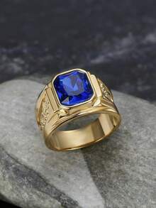 1pc Fashionable And Domineering Jewelry, Men's Stainless Steel Golden Dragon Pattern Inlaid Cubic Zirconia Ring - Ring - View 16