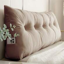 Soft Suede Triangular Headboard Pillows Wedge Pillow Button Design For Dorm Bed Bolster Relaxing Reading Cushion Pillows Backrest Support With Side Pocket High Resilience PP Cotton