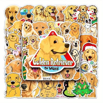 50PCS Golden Retriever Series Cartoon Graffiti Stickers Suitable DIY Handbooks Luggage Helmet Desktop Mug Notebook Stickers & More