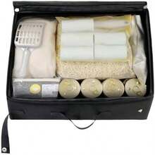 Caja de porttil para gatos con tapa con cierre, caja de de viaje plegable, sin fugas, sin olor, impermeable, fcil de llevar, fcil de usar en hoteles, automviles - Negro oscuro - Ver 3