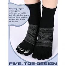6 Pairs Women Men Ankle Toe Socks Cotton Warm Crew Toe Separator Socks For Athletic Running{"Color_name":"Black","Size_name":"Gray","Style":"Red"} - Multicolor2 - View 3
