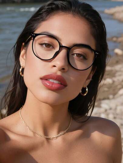 1 Pair Unisex Round Small Frame Fashion Clear Lens Glasses, Stylish Eyewear Accessory, Transparent Glasses For Daily Decoration, High Definition Eyewear Accessory