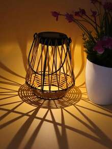 1pc Bohemian Style Solar Rattan Hanging Lamp, Outdoor LED Lantern, Solar Powered, Nickel Battery, Suitable For Patio, Garden, Balcony Decor, No Laser, Includes Electronic Components, Balcony Decor, Garden Lighting, Solar Lantern, Hanging Decor, Woven Texture Lantern, Tassel Decor Lighting, Metal Frame Structure, High-Efficiency Solar - Multicolor - View 2