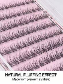 96pcs Glue-Free Natural Looking Faux Eyelashes, Scaly Segmented False Lashes, C-Curl Fluffy Individual Lashes, Thick Style, Suitable For Beginners, Eyelash Clusters, Individual False Eyelashes