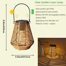 1pc Bohemian Style Solar Rattan Hanging Lamp, Outdoor LED Lantern, Solar Powered, Nickel Battery, Suitable For Patio, Garden, Balcony Decor, No Laser, Includes Electronic Components, Balcony Decor, Garden Lighting, Solar Lantern, Hanging Decor, Woven Texture Lantern, Tassel Decor Lighting, Metal Frame Structure, High-Efficiency Solar - Multicolor - View 13