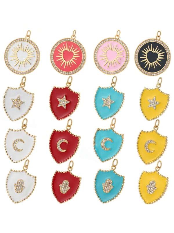 1pc Enamel Sun, Star, Moon Copper Pendant, Delicate & Compact, Handmade DIY Necklace, Bracelet, Phone Charm Pendant, Suitable For Christmas Wear & Gift