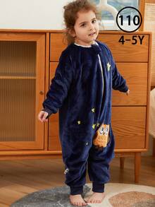 MICHLEY 1Pc Flannel Baby Sleeping Bag, Long Sleeve Zipper Wearable Sleeping Bag Suitable For Autumn And Winter Boys Girls Cute Casual Suitable For Fun And Vacation Baby Products