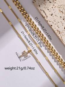 Tkool Bộ 3 chiếc/Bộ hạt đồng cổ điển và mặt dây chuyền thánh giá, trang sức chân thiết kế thánh giá nhiều lớp sáng tạo cho nữ (Số lượng và khoảng cách được giao ngẫu nhiên) - Vàng - Xem 3