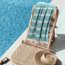 Turkish Beach Towel -Large Beach Towels Oversized 2 Pack - Soft Durable Compact Lightweight Quick Dry Sand Free Bath Pool Towel Set For Beach Gifts  Vacation Travel - Teal - 藍綠色 - 查看 7