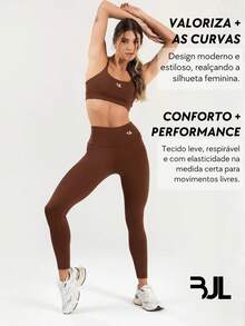 Women's Fitness Top And Leggings Set ZERO TRANSPARENCY Gym Comfort Running Suplex Premium Yoga Compression Modeling Volleyball - 鏽棕色 - 查看 5