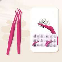Upgraded Non-Stick Eyelash Tweezers, Glue-Free, Recommended By Makeup Artists For Beginners - Red - View 6