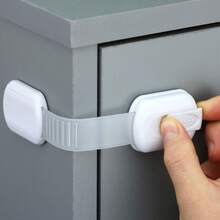 [Child Safety Essential] Child Safety Locks | 1-10 Pcs | Durable Material | And Easy To Install, Child Safety Essential, Multi-Function Locks | Suitable For Cabinets, Refrigerators And Bathrooms, Multi-Purpose With Locks | Children | Transparent Design, Easy To Install - White - View 1