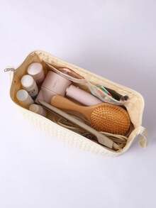 1pc Solid Color Quilted Hair Dryer Storage Bag, With Inner Pocket Design, Large Capacity Dust-Proof Hair Tool Organizer Bag, Suitable For Curling Iron, Hair Dryer, Hair Clips, Straightener, Great For Home And Travel, Ideal Valentine's Day Gift