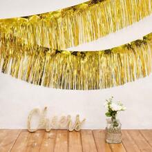 6 Packs 10 Feet Foil Fringe Garland Metallic Foil Tinsel Fringe Garland Wall Hanging Fringe Banner For Parade Floats Wedding Christmas Birthday Party Halloween Decor Gold