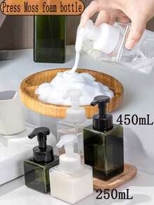 1 pieza Dispensador de jabón de manos espumoso para encimera, botella vacía rellenable para limpiador facial, champú, gel de ducha, accesorios de baño, botella transparente con bomba para espuma de baño, detergente para la ropa, dispensador de champú, loción de baño y jabón de manos, decoración de otoño para el baño del hogar, de vuelta a la escuela