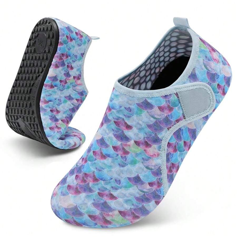 Scurtain Barefoot Water Shoes For Women Men Beach Swim Aqua Socks Summer Quick-Dry Sandals Slippers - 藍色美人魚 - 查看 1