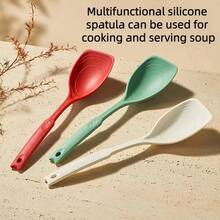 1 Multifunctional Silicone Spatula Soup Spoon Kitchen Daily Dining Kitchen Auxiliary Food Tools Non-Stick Spatula Spoon High Temperature Resistant Kitchen Utensils - Multicolor - View 2