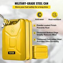 Jerry Fuel Can, 5.3 Gallon/ 20 L Portable Jerry Gas Can With Flexible Spout System, Rustproof And Heat - Resistant Steel Fuel Trucks Equipment, Yellow