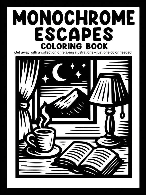 1pc One Color Coloring Book For Inner Calm & Self-Reflection,40 Monochrome Mystery Drawings & Empowering Quotes,For Daily Commuting, Travel & Self-Care,Mindful Creative Gift For Adults, Women & Teens,Don't Stick To Just One Color-Try Other Color Combinations,Autumn. Stationery,School Supplies,Drawing & Painting, Christmas