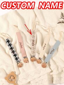 1 قطعة مشبك حلمة طفل مطرز باسم شخصي، طباعة نقاط كيوت مخصصة للأولاد والبنات، مشبك حلمة طفل قابل للتخصيص عالمي للتهدئة، مناسب لهدايا عيد الميلاد، المعمودية، ، عيد الميلاد، هدايا حفلة استحمام الطفل، ديكورات عائلية