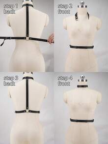 PU Leather Bra Harness Casual PU Leather Body Harness Belt Halloween Accessories Belt Adjustable Valentine's Day Gift - Black - View 7