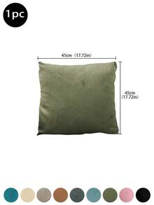 1 pièce Housse de coussin en peluche de renard argenté de couleur unie, simple, résistante à la saleté, amovible et lavable. Taie d'oreiller décorative pour la chambre, le salon, le canapé (insert de coussin non inclus), Champagne, Noir