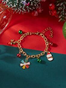 1 Stück elegantes, vielseitiges hochwertiges Tropföl-Armband in Rot, Weiß und Grün mit Rentier, Schneemann und Schneeflocke, geeignet für Männer und Frauen, Feiertagsparty, Alltagstragen, exquisites Weihnachts-, Erntedank-, Halloween-, Lehrertags-, Feiertags- oder Geburtstagsgeschenk