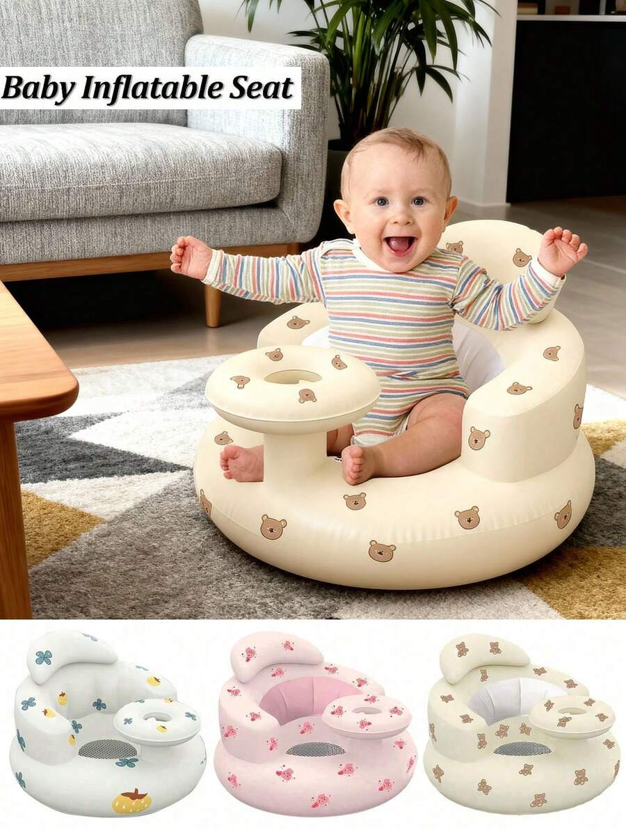 Multifunctional Inflatable Baby Learning Chair And Baby Bath Stool, Baby Inflatable Seat For Babies 3 Months And Up Summer Inflatable Baby Seat For Sitting Up, Blow Up Baby Floor Seat , Baby Shower Chair Floor Seater, Infant Back Support Sofa