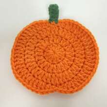2PCS Halloween Pumpkin Coasters Handmade Knitted Yarn Heat Resistant