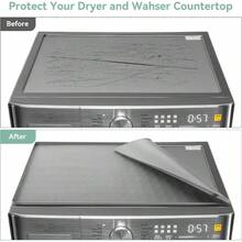 Fundas para lavadora y secadora para la parte superior, almohadilla de silicona de 25.6x 23.6 pulgadas, para mquina de lavandera y secadora, antideslizantes, resistentes al agua, protectores de - 1 pieza + Gris - Ver 4