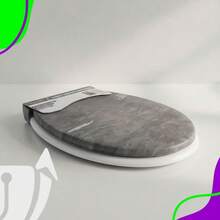 Universal White Toilet Seat With Lid - 灰色大理石 - 查看 8