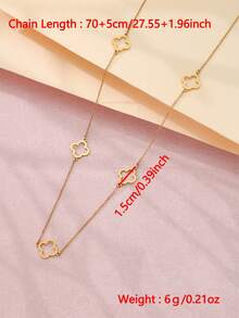 1 Piece Fashion Chain Pendant Sweater Chain Simple Hollow Rectangular Splicing Sliding Tassel Necklace Women's Waterproof Jewelry - Gold - View 5