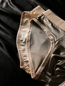 5pcs  Silk    Softness  Breathable  Easy To Wear    Plain    Mid Rise    Men Underwear - 彩色 - 查看 3